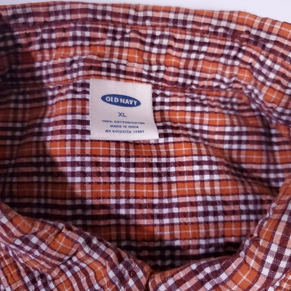 Old Navy Shirt Sleeve Orange Gingham Shirt - Picture 5 of 15